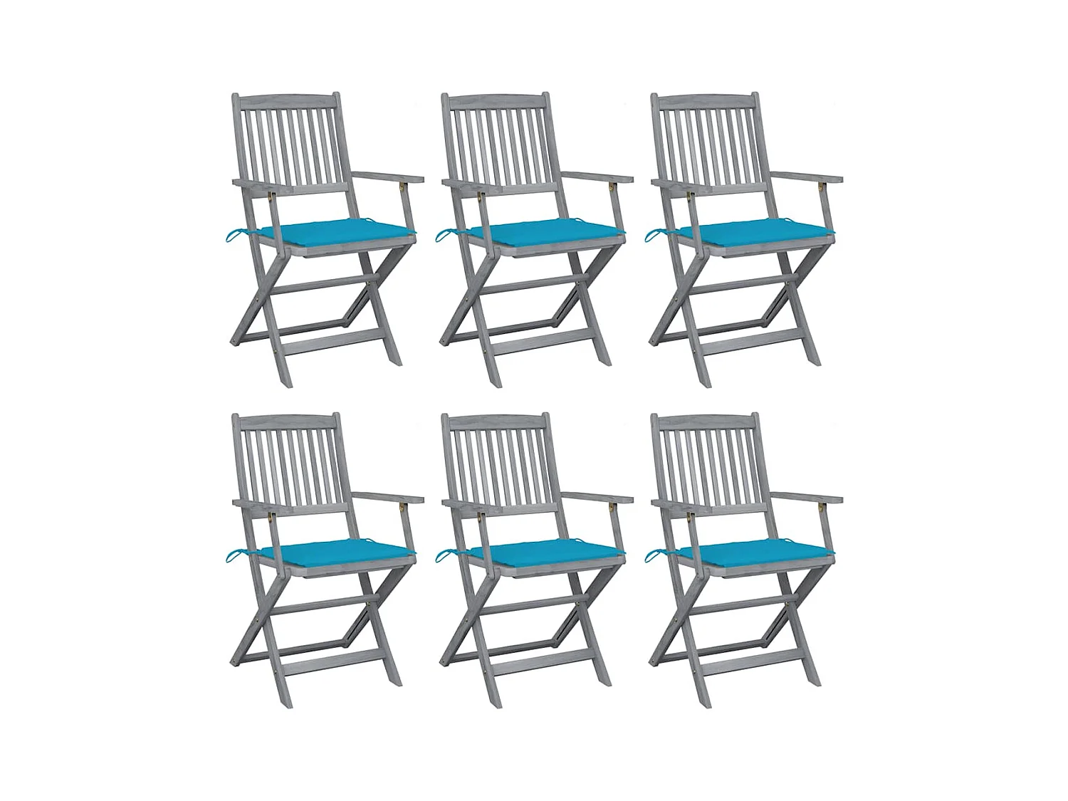 Chaises pliables d'extérieur 6 pièces avec coussins Bois d'acacia