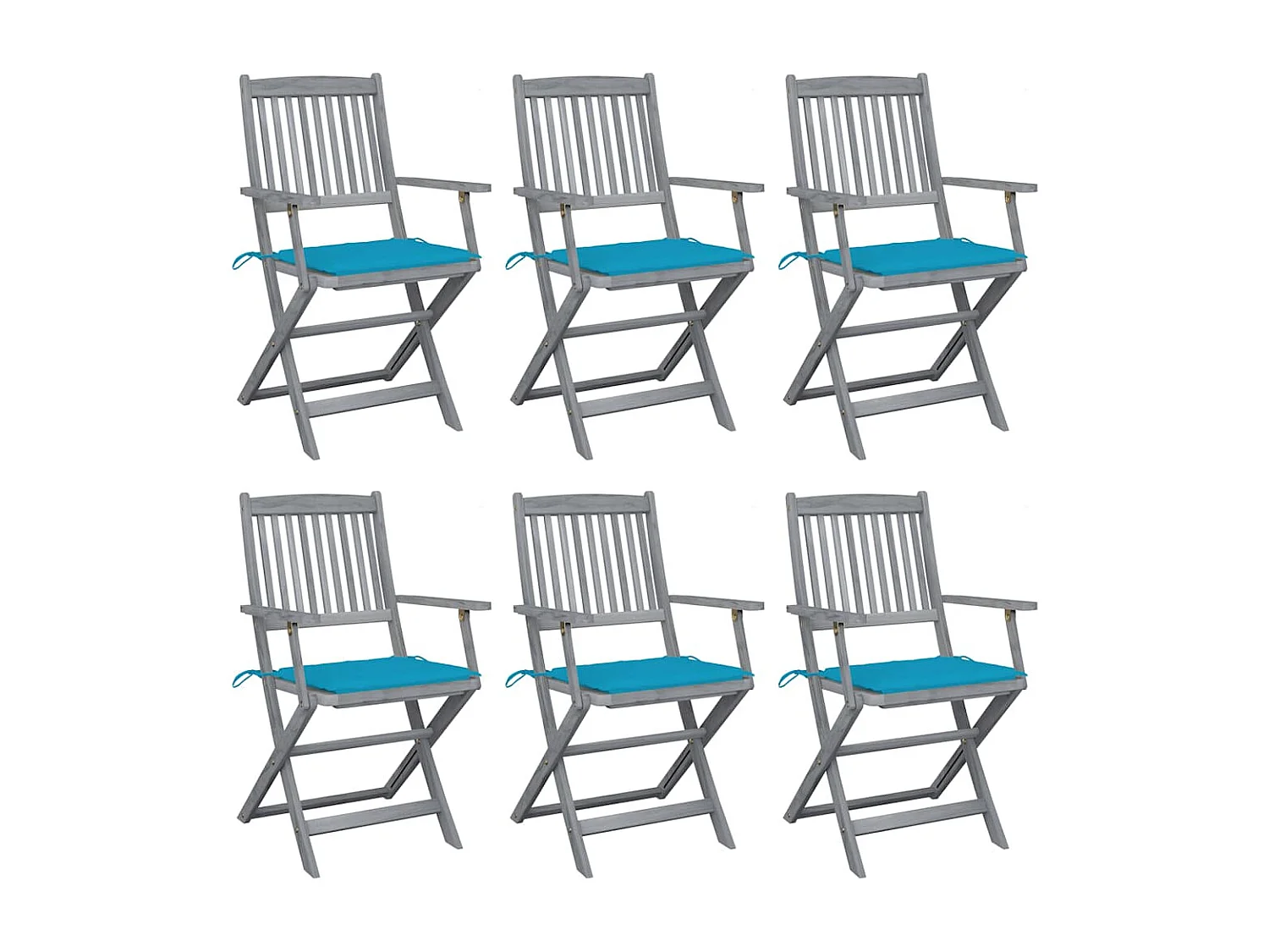 Sillas de jardín plegables 6 unidades cojines madera maciza acacia