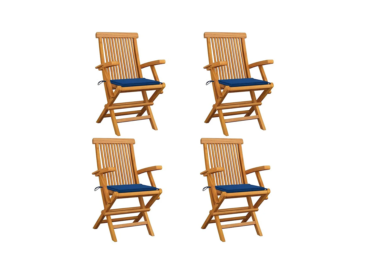 Chaises de jardin avec coussins bleu royal 4 pièces Bois de teck