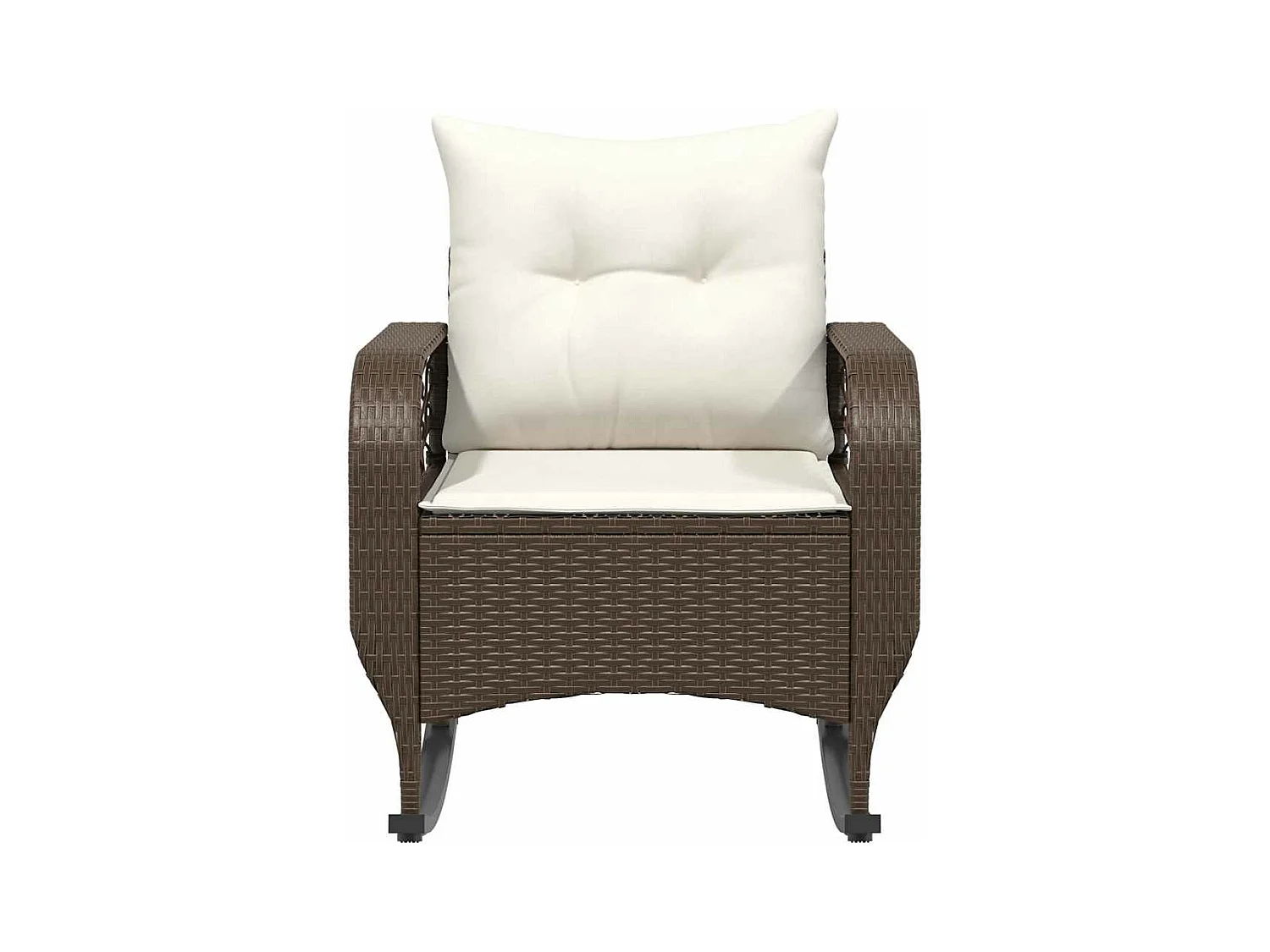 Chaise à bascule de jardin avec coussins marron résine tressée