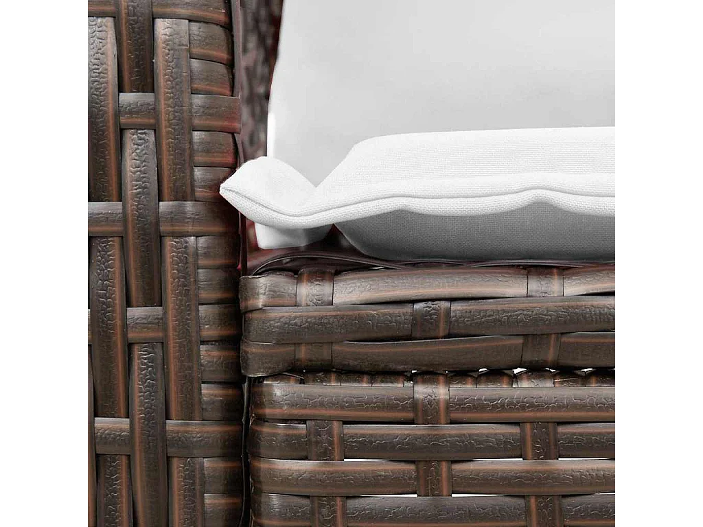 Chaise à bascule de jardin avec coussins marron résine tressée