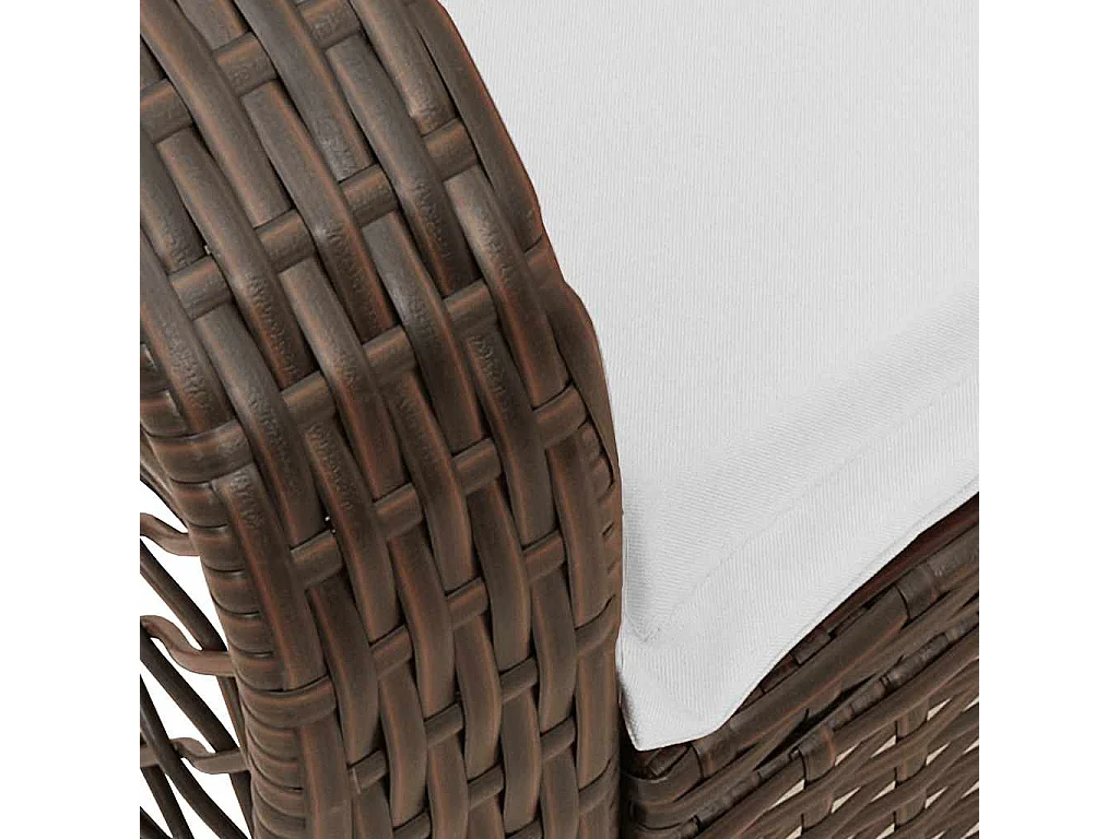 Chaise à bascule de jardin avec coussins marron résine tressée