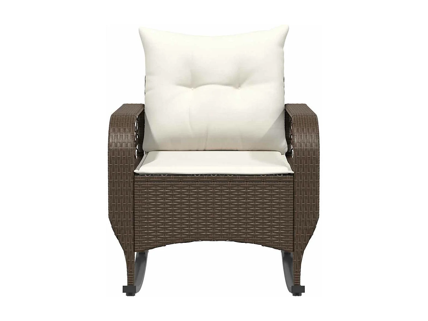 Chaise à bascule de jardin avec coussins marron résine tressée