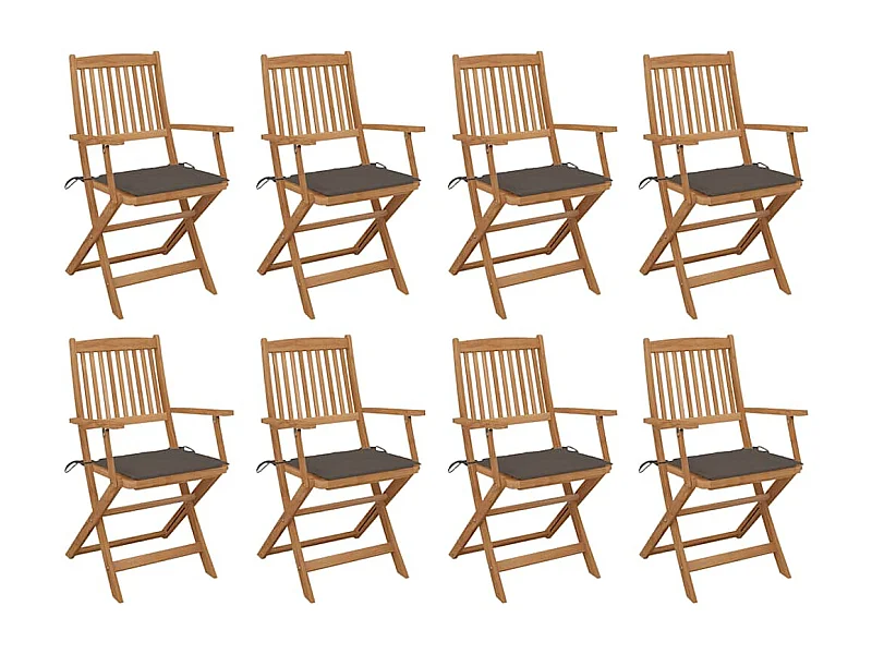 Chaises pliables d'extérieur avec coussins 8 pièces Bois d'acacia