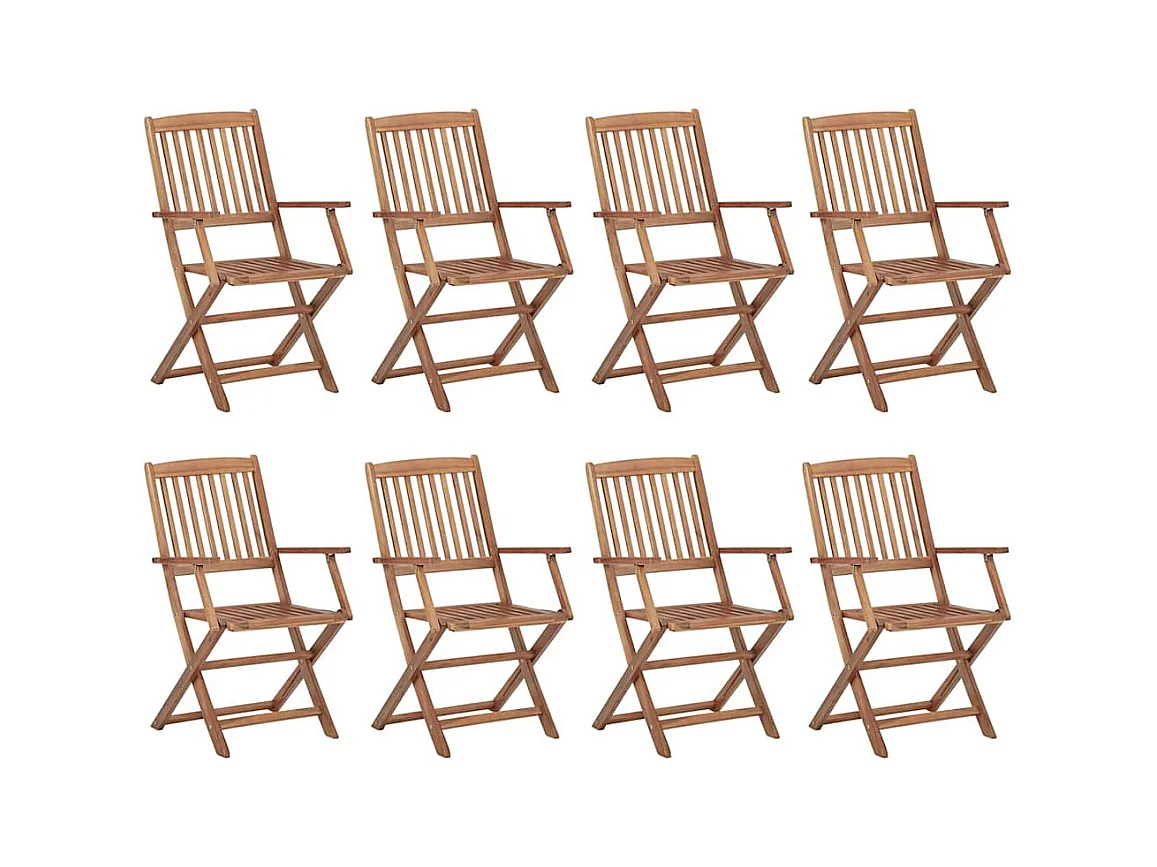 Chaises pliables d'extérieur avec coussins 8 pièces Bois d'acacia