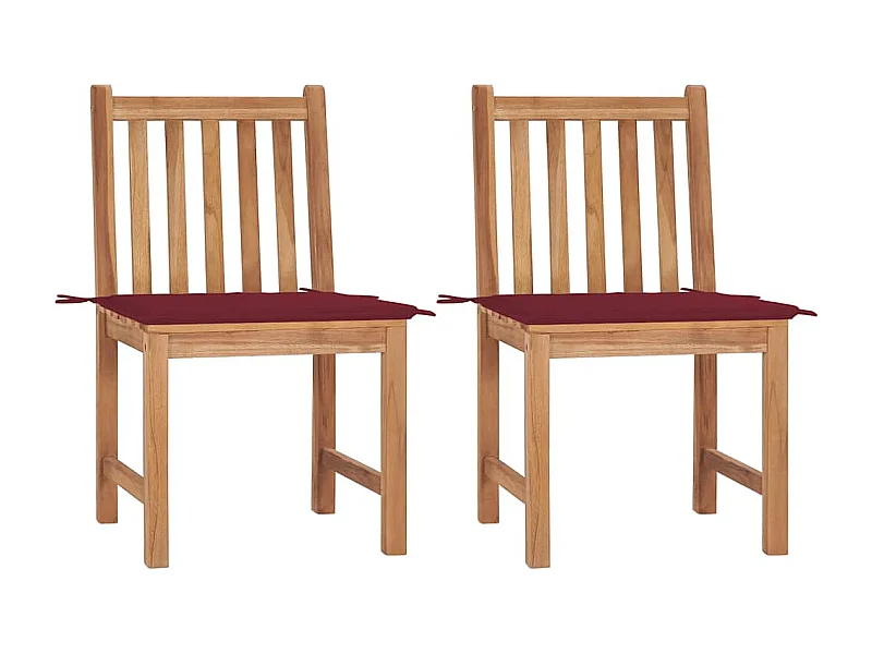 Chaises de jardin 2 pièces avec coussins Bois de teck massif