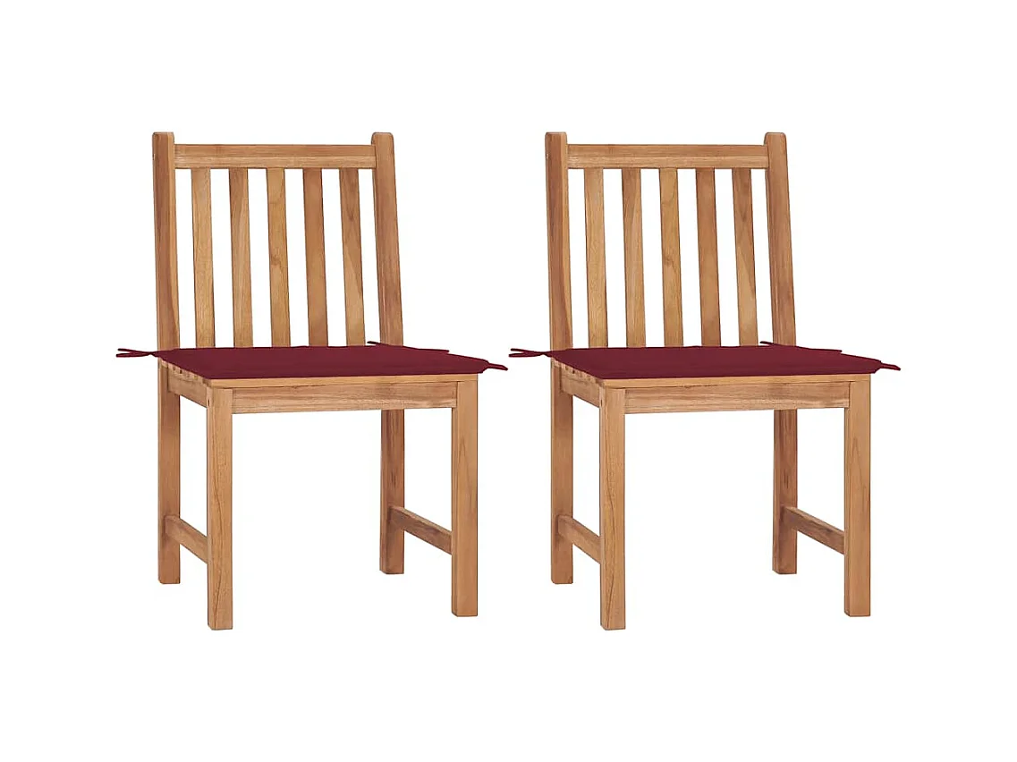 Chaises de jardin 2 pièces avec coussins Bois de teck massif