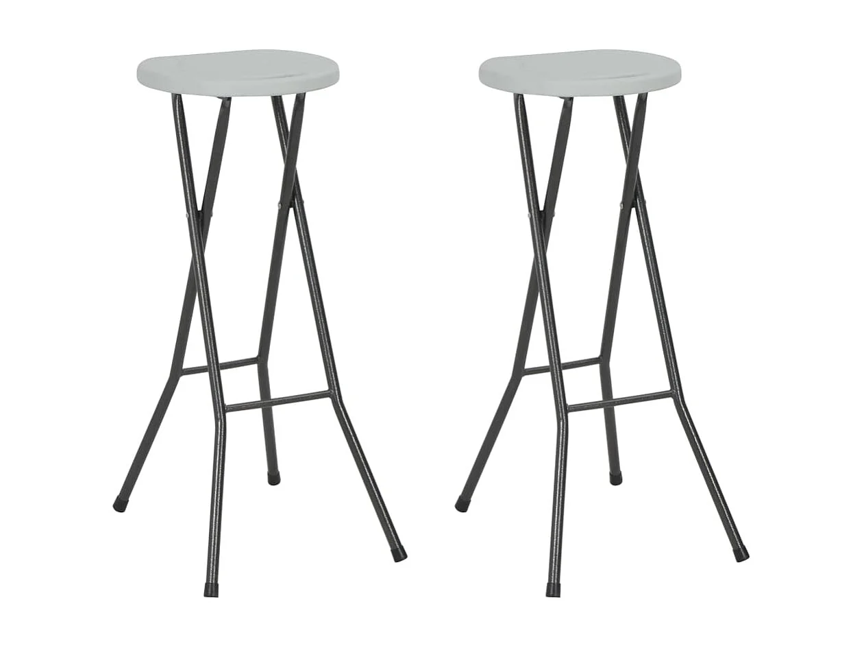 Taburetes de jardín plegables 2 unidades HDPE y acero blancas