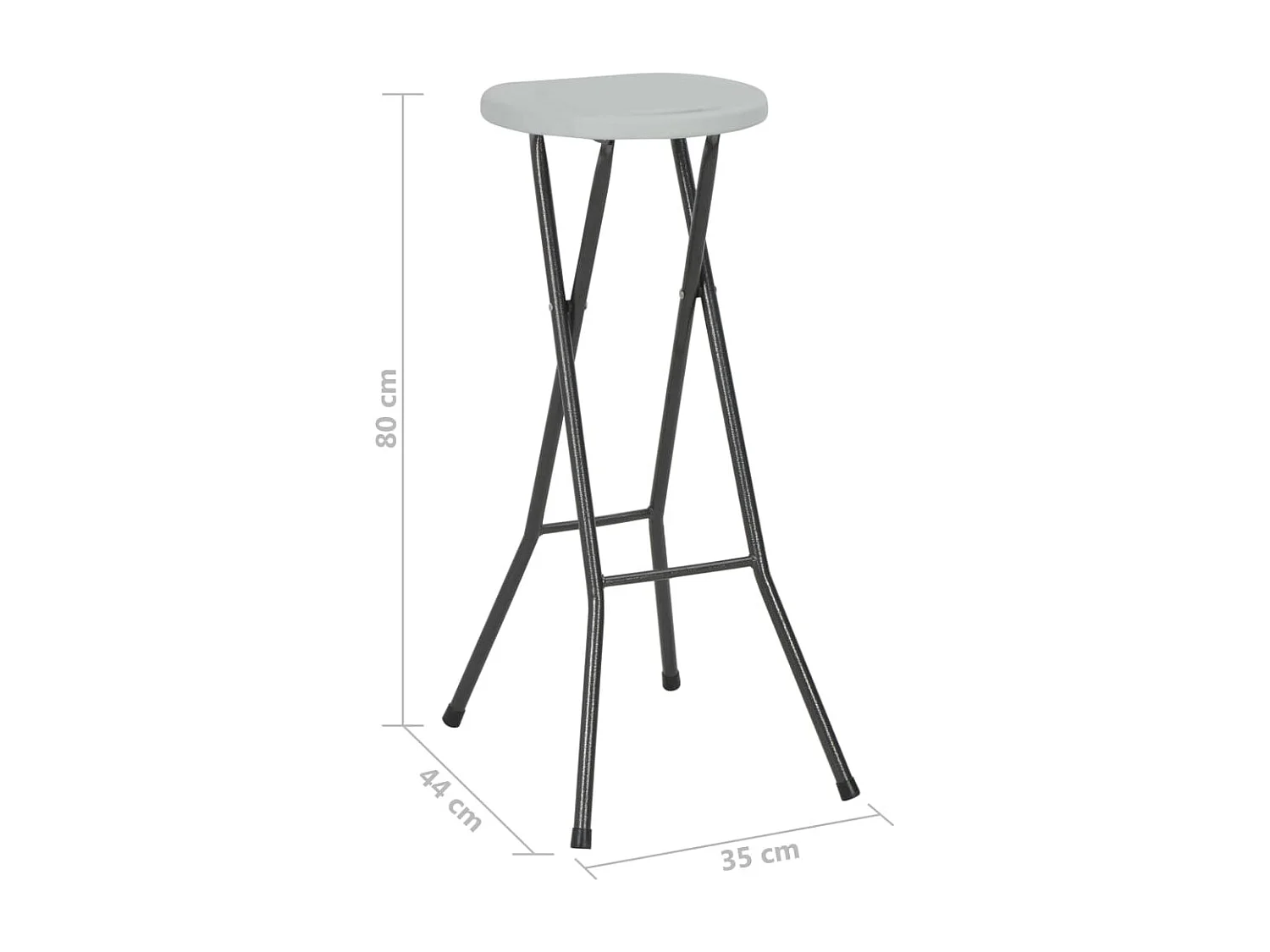 Taburetes de jardín plegables 2 unidades HDPE y acero blancas