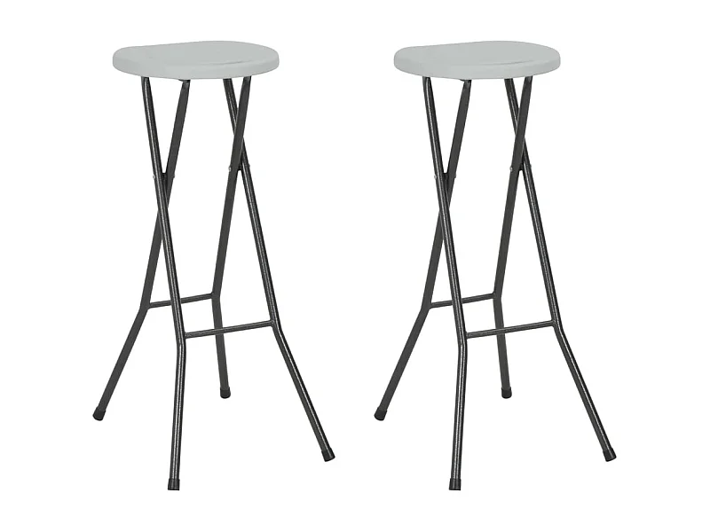 Taburetes de jardín plegables 2 unidades HDPE y acero blancas