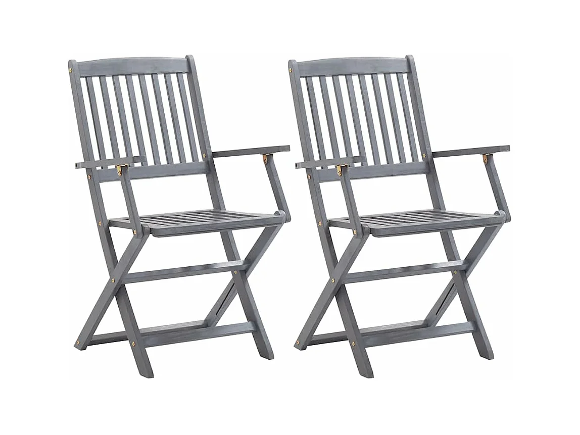 Chaises pliables d'extérieur 2 pièces avec coussins Bois d'acacia
