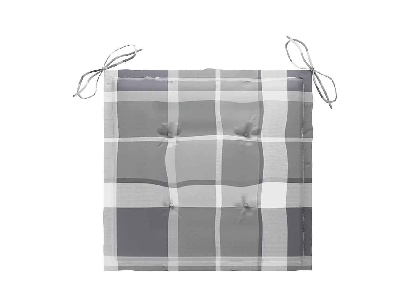 Chaises de jardin et coussins à carreaux gris 8 pièces Teck massif