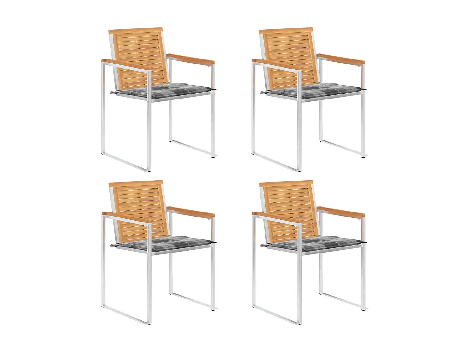 Sillas de jardín 4 unidades con cojines madera maciza teca