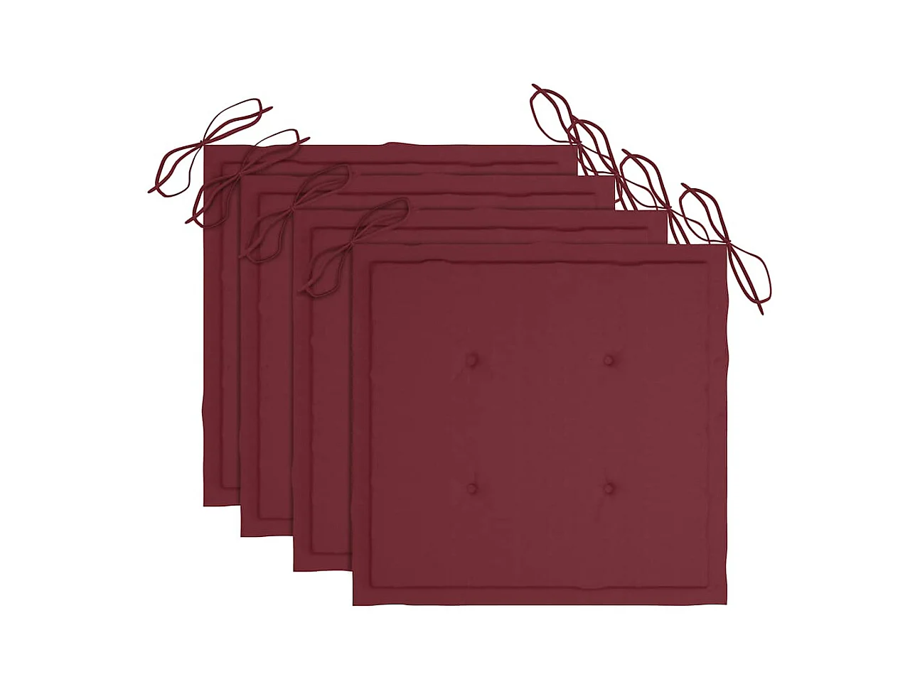 Chaises de jardin avec coussins rouge bordeaux 4 pièces Teck massif