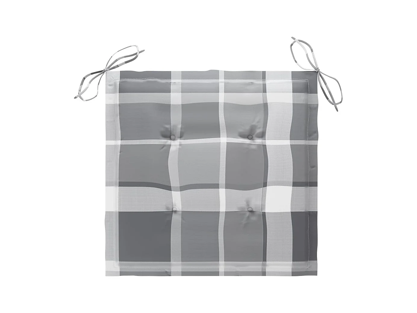 Cadeiras de jardim com almofadões xadrez cinzento 8 peças teca