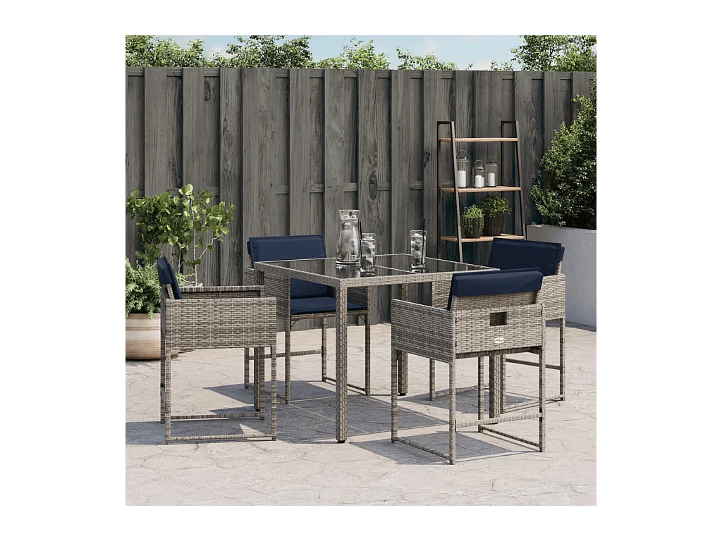 Sillones de jardín con cojines 4 unidades ratán sintético gris