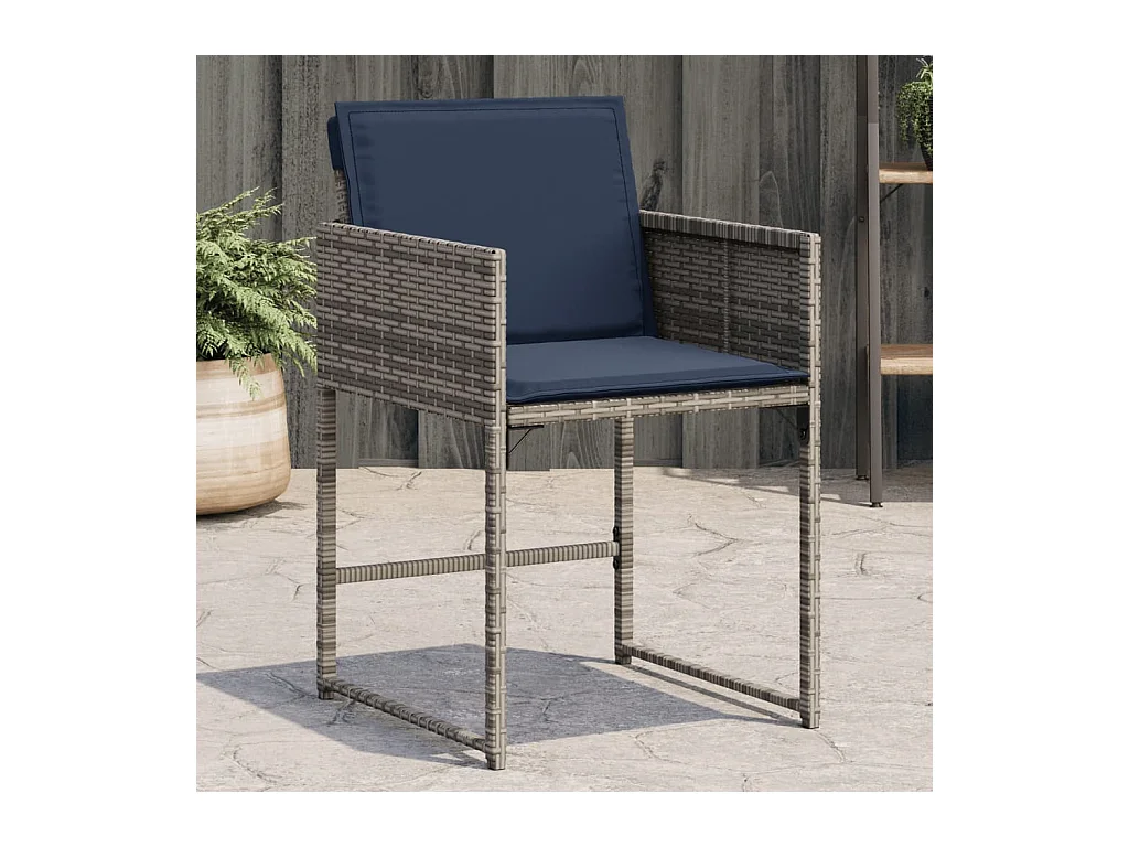 Chaises de jardin avec coussins lot de 4 gris résine tressée