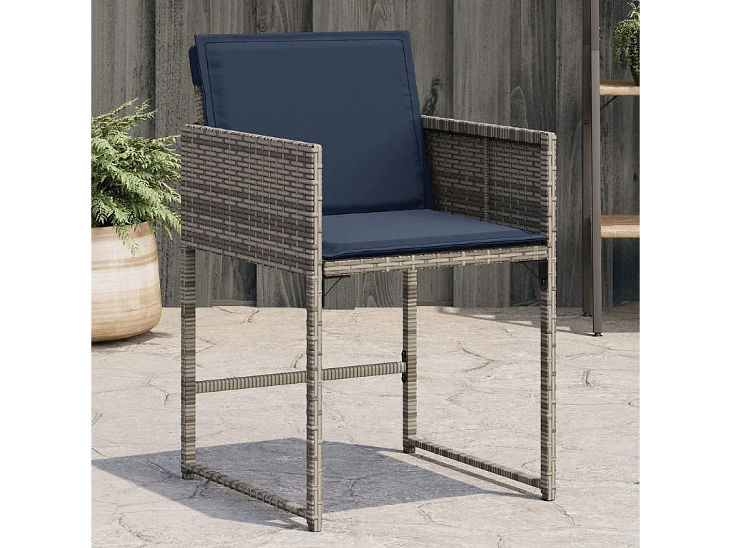 Chaises de jardin avec coussins lot de 4 gris résine tressée