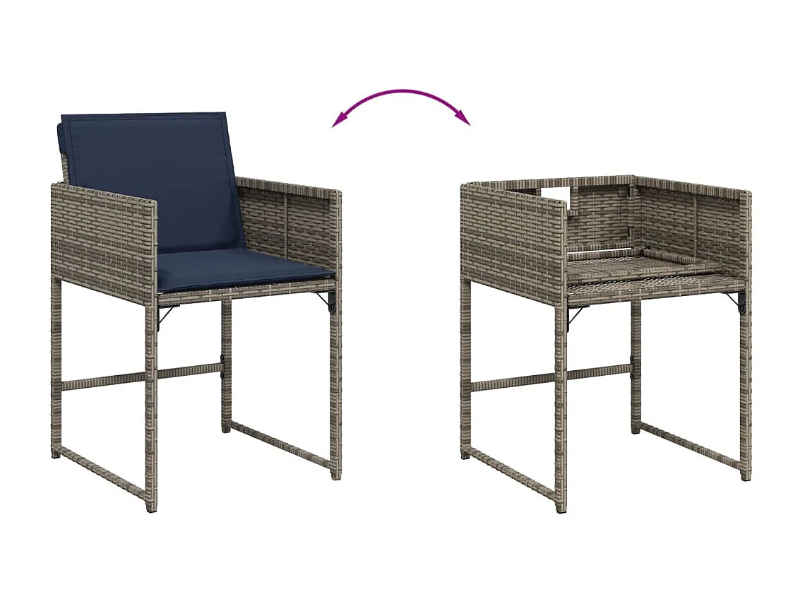 Chaises de jardin avec coussins lot de 4 gris résine tressée