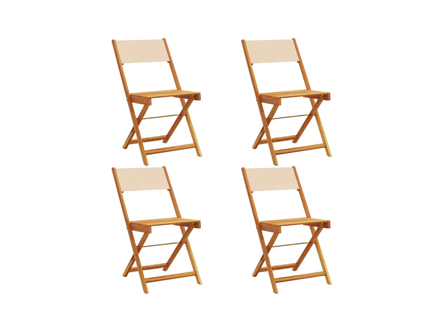 Chaises de jardin pliantes lot de 4 beige tissu et bois massif