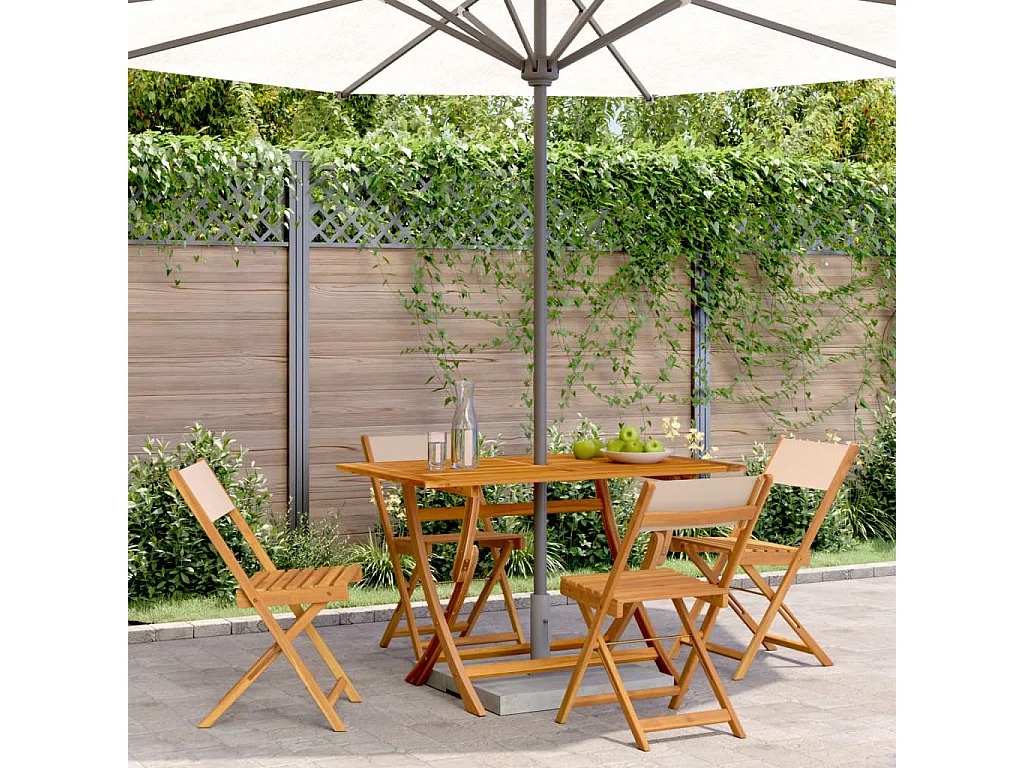 Chaises de jardin pliantes lot de 4 beige tissu et bois massif