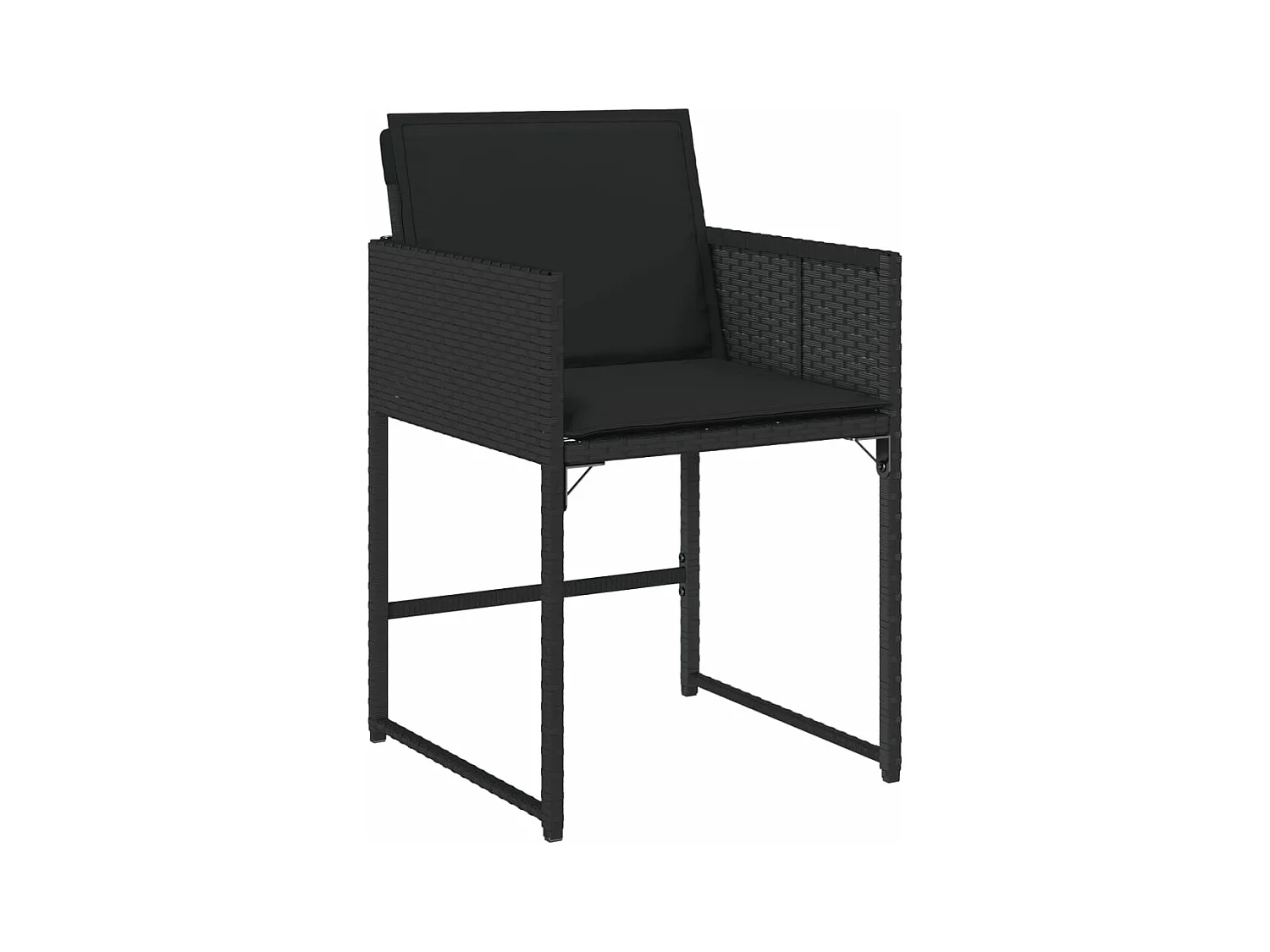 Tuinstoelen 4 stukkenmet kussens poly rattan zwart