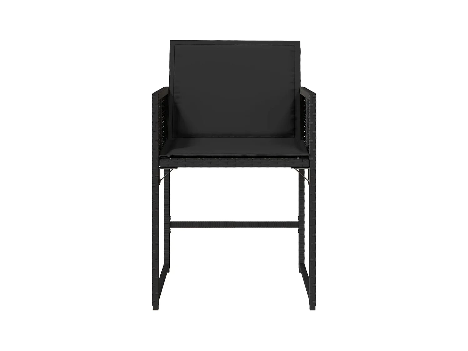 Tuinstoelen 4 stukkenmet kussens poly rattan zwart