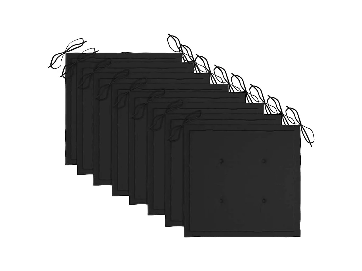 Chaises de jardin avec coussins noir 8 pièces Bois de teck massif