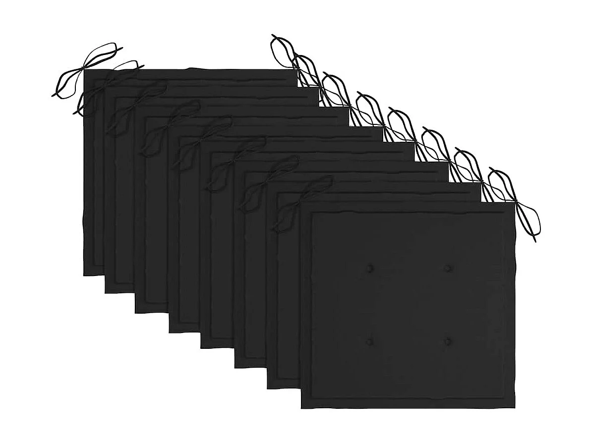 Chaises de jardin avec coussins noir 8 pièces Bois de teck massif