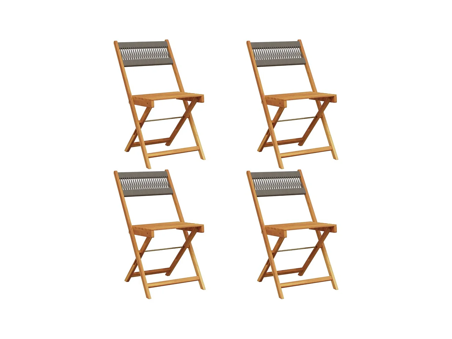 Chaises pliables de jardin 4 pièces gris bois d'acacia massif