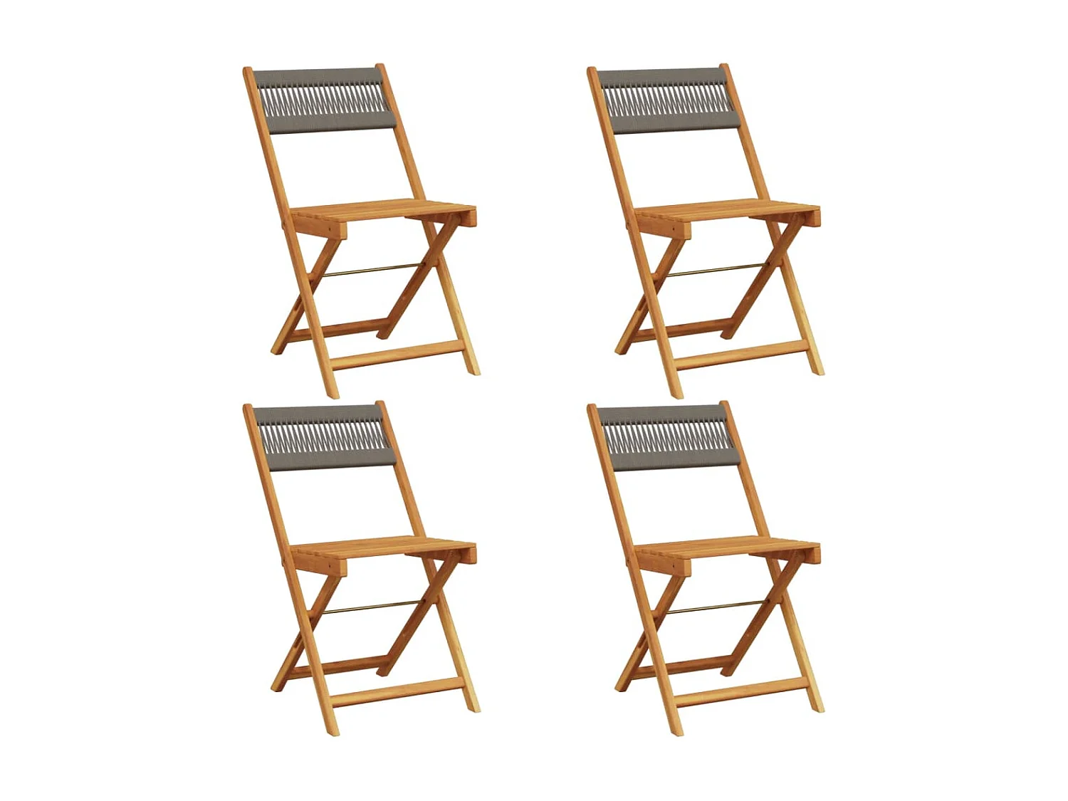 Chaises pliables de jardin 4 pièces gris bois d'acacia massif
