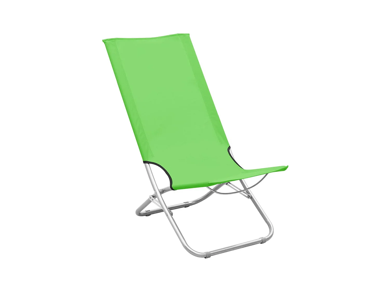Chaises de plage pliables 2 pièces Vert Tissu