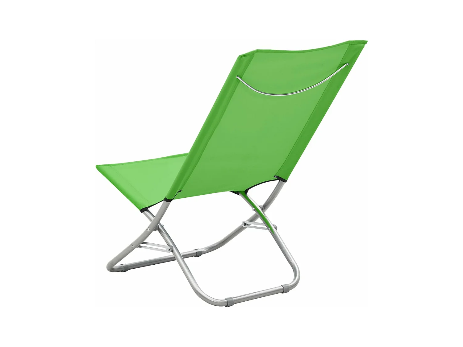 Chaises de plage pliables 2 pièces Vert Tissu