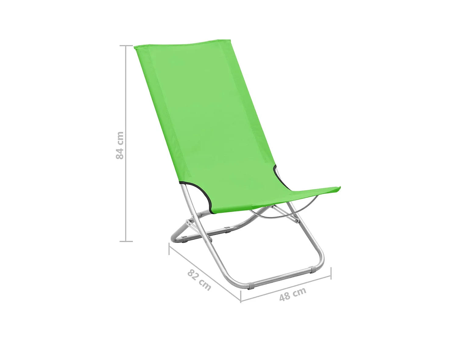 Chaises de plage pliables 2 pièces Vert Tissu