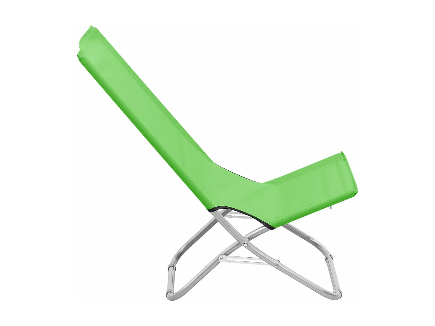 Chaises de plage pliables 2 pièces Vert Tissu