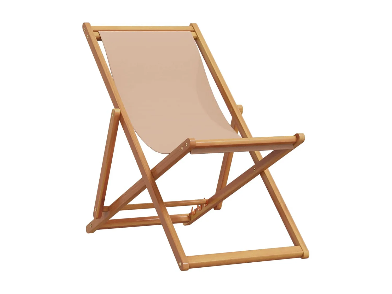 Chaise pliable de plage taupe bois d'eucalyptus massif et tissu