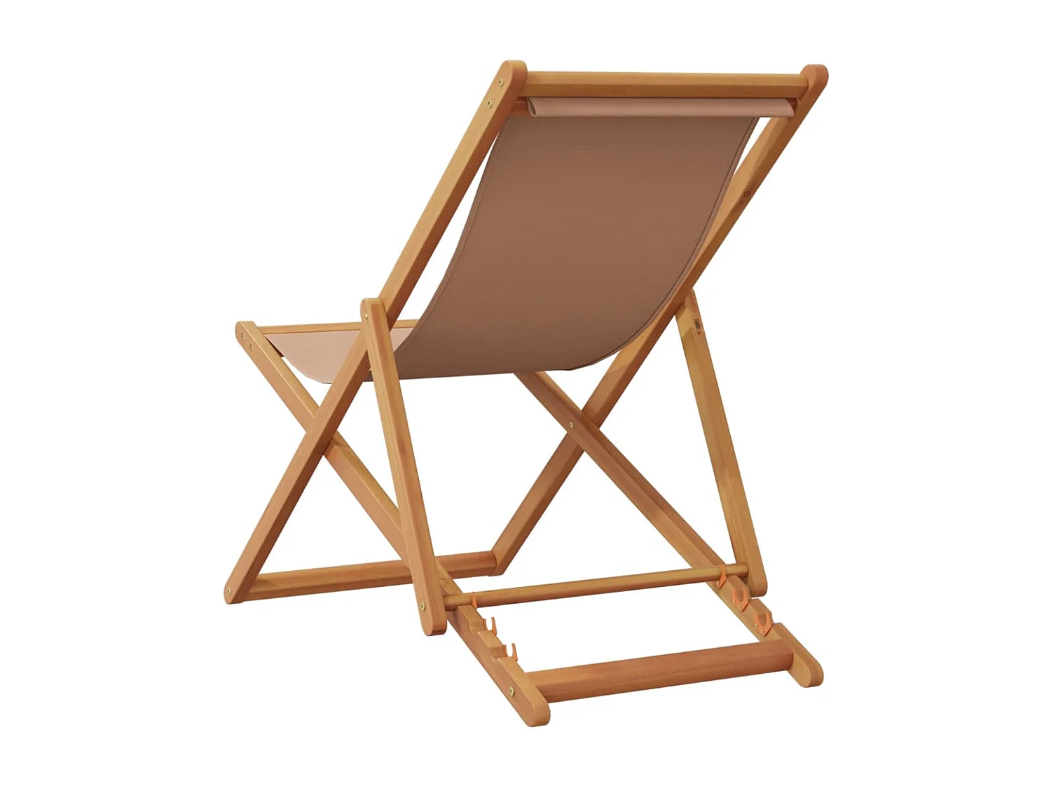 Chaise pliable de plage taupe bois d'eucalyptus massif et tissu