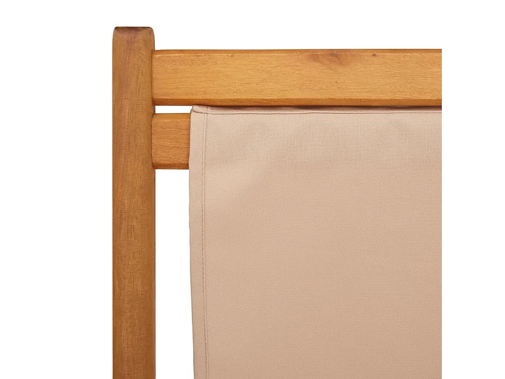 Chaise pliable de plage taupe bois d'eucalyptus massif et tissu