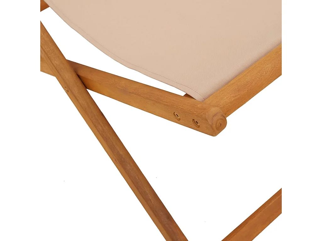 Chaise pliable de plage taupe bois d'eucalyptus massif et tissu