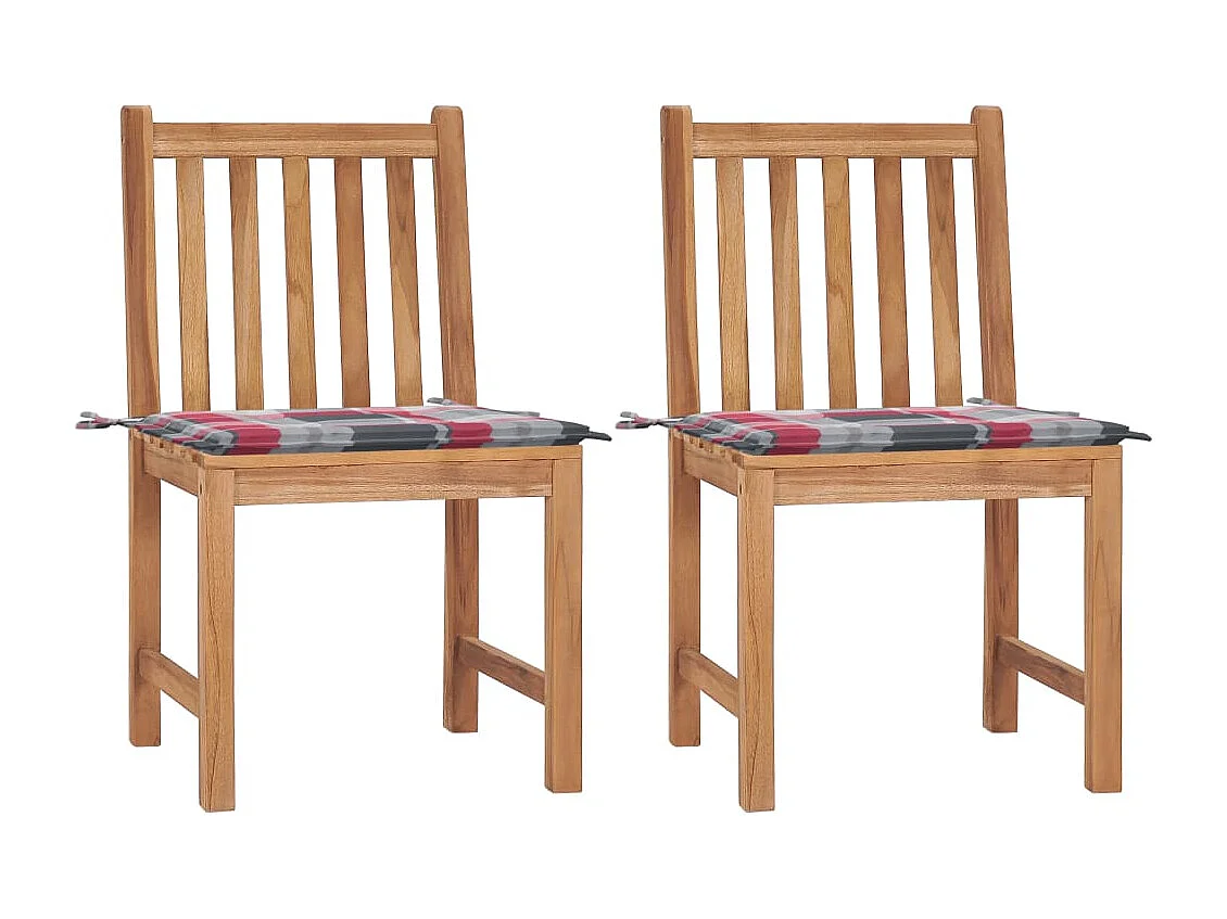 Tuinstoelen 2 stukkenmet kussens massief teakhout