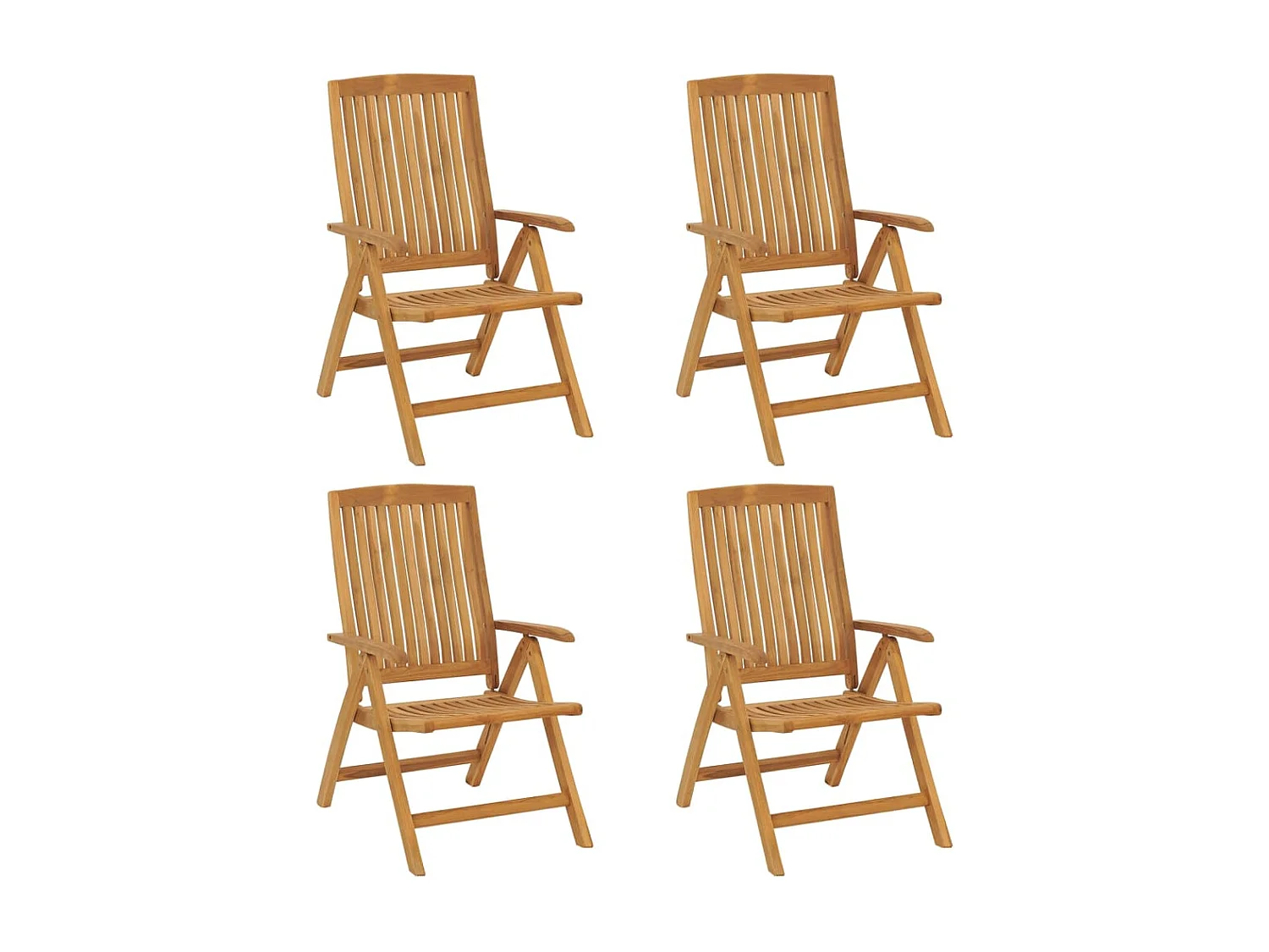 Chaises de jardin inclinables 4 pièces et coussins bois massif teck