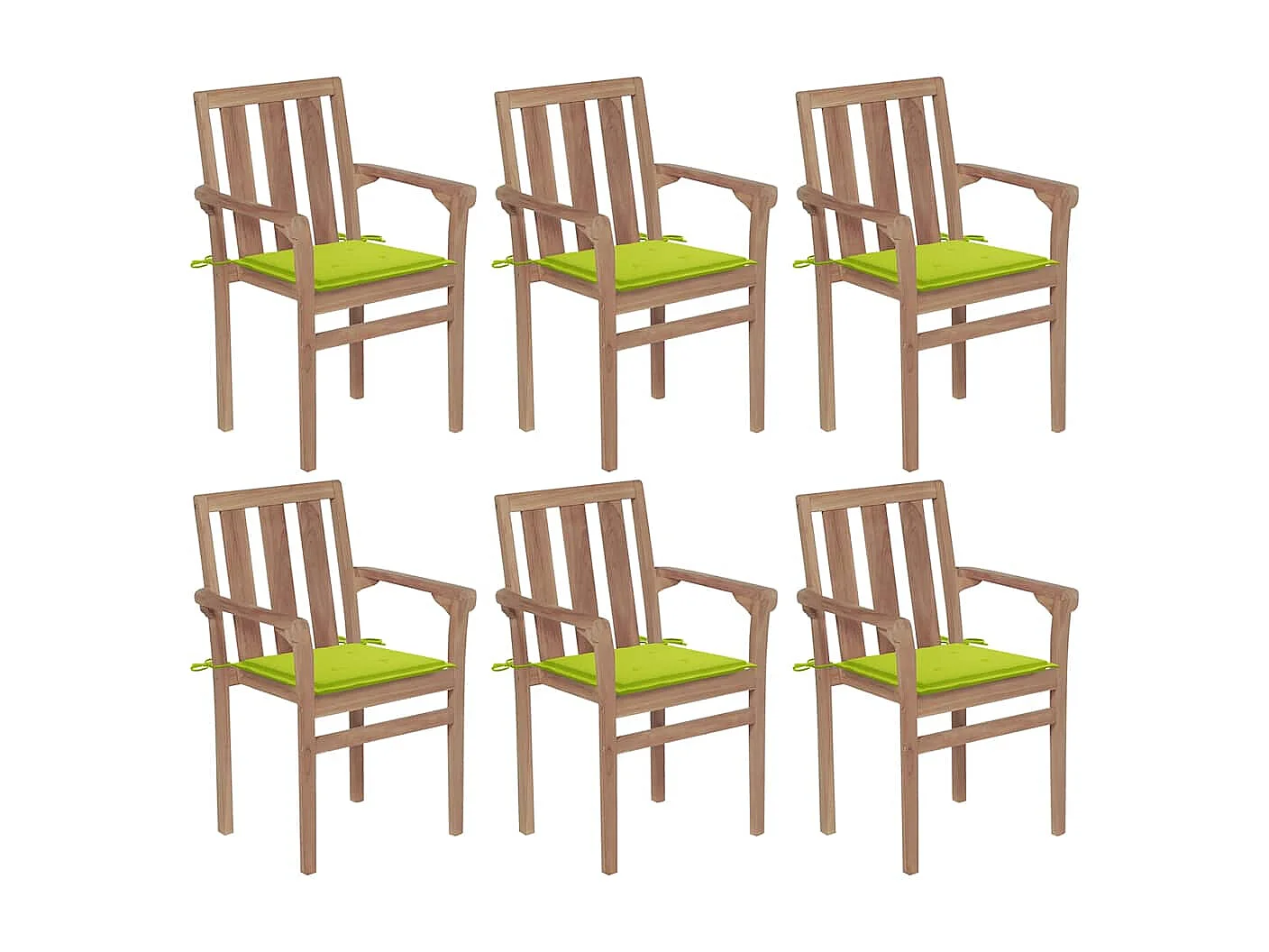 Chaises de jardin empilables avec coussins 6 pièces Teck solide