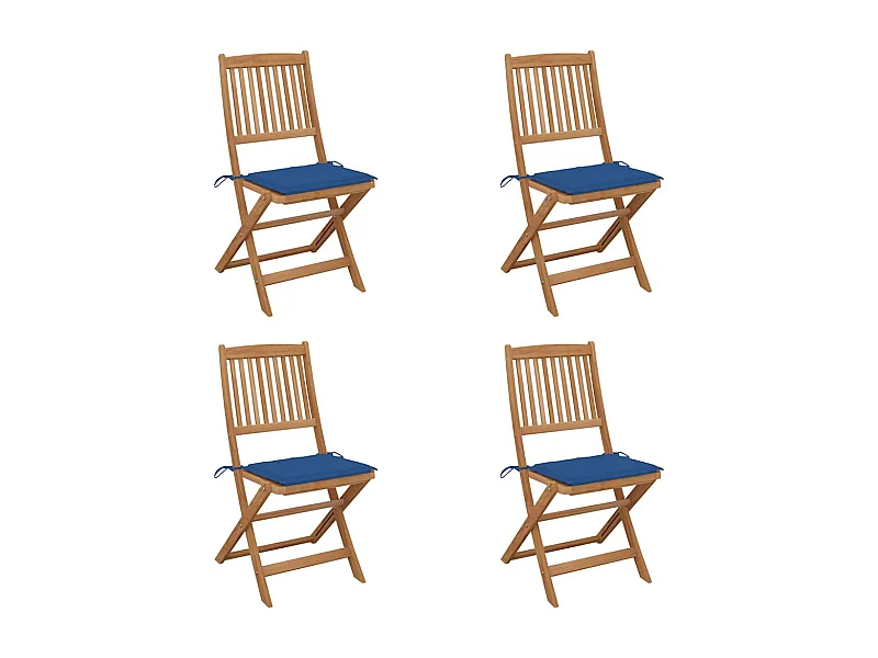 Chaises pliables de jardin 4 pièces avec coussins Bois d'acacia