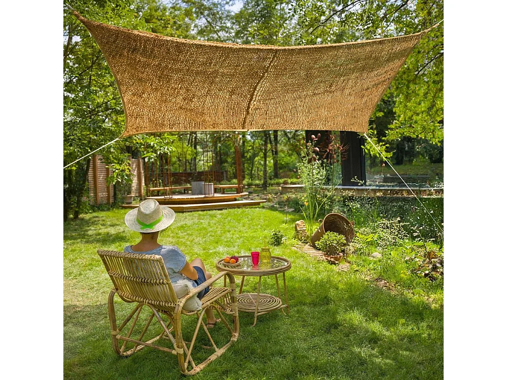 Voile d'ombrage rectangulaire en fibre de coco 4 x 3 m