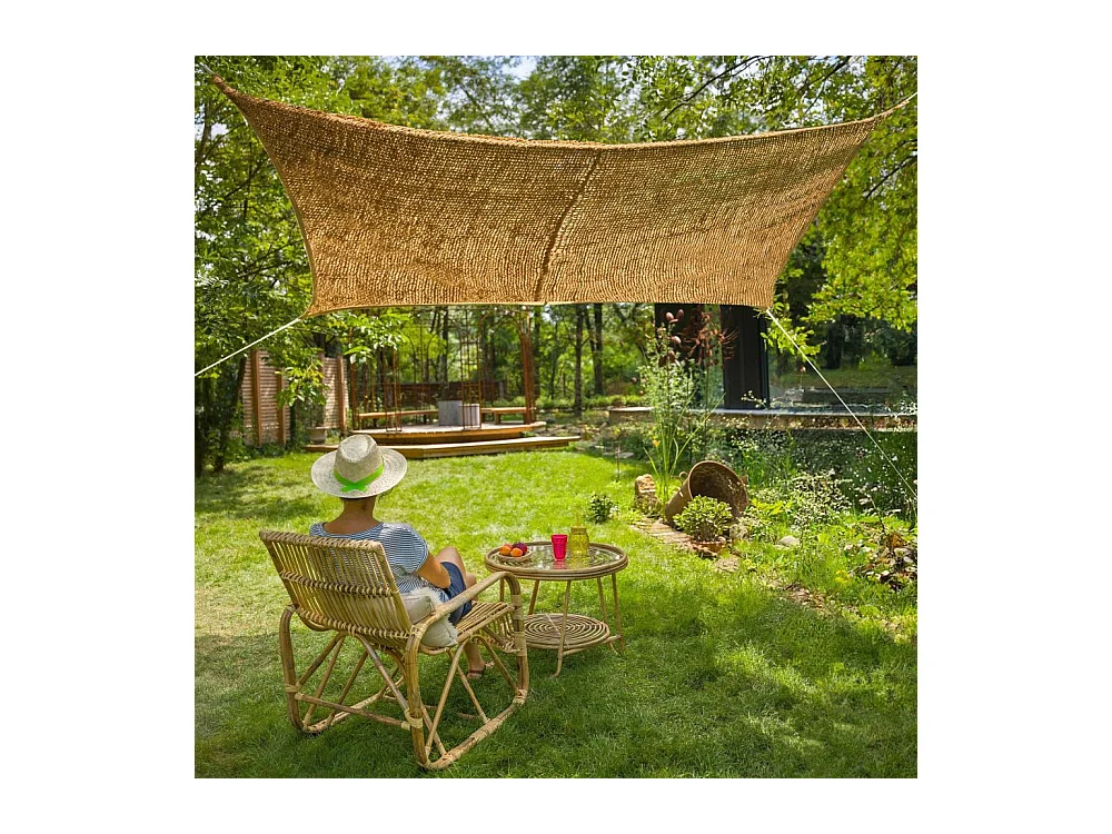 Voile d'ombrage rectangulaire en fibre de coco 3 x 2 m