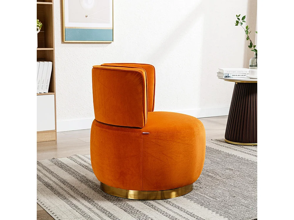 Chaise pivotante à 360 degrés ronde finition en velours doux dossier confortable structure solide orange