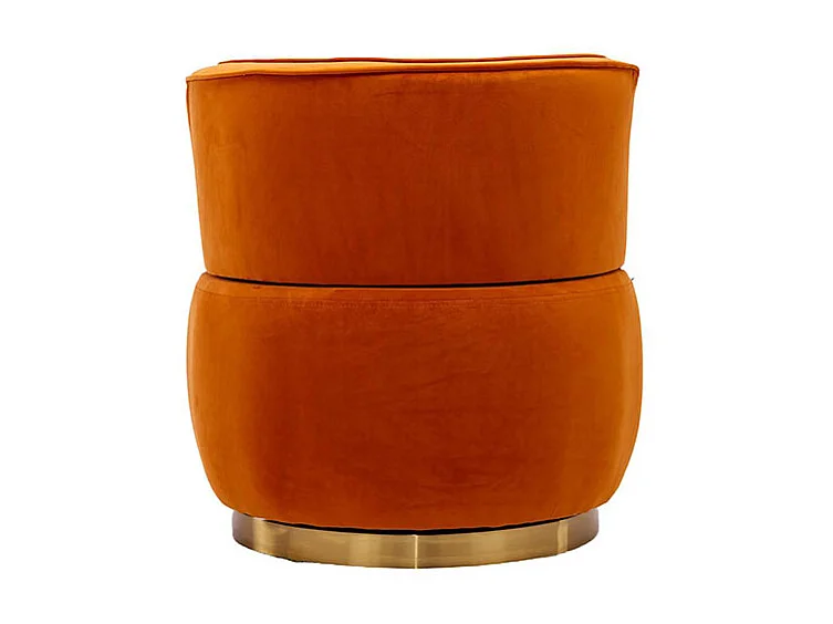 Chaise pivotante à 360 degrés ronde finition en velours doux dossier confortable structure solide orange