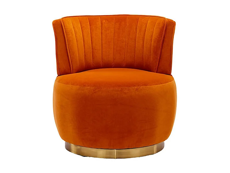 Chaise pivotante à 360 degrés ronde finition en velours doux dossier confortable structure solide orange