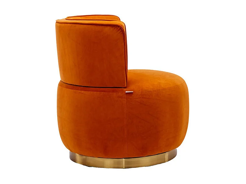 Chaise pivotante à 360 degrés ronde finition en velours doux dossier confortable structure solide orange