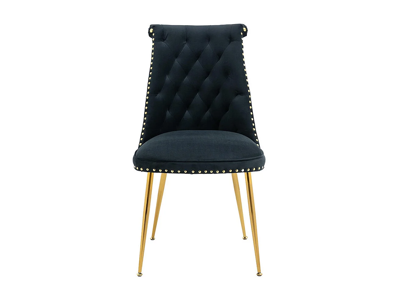 Chaises modernes lot de 2 en velours doux avec assise et dossier noir pieds en métal doré